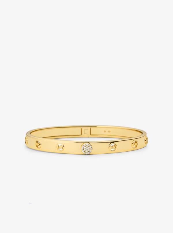 Damske Naramky Michael Kors Precious Metal-Plated Sterling Silver Pavé Bangle Zlate - Šperky Michael Kors Obchod | BQFPH-7294